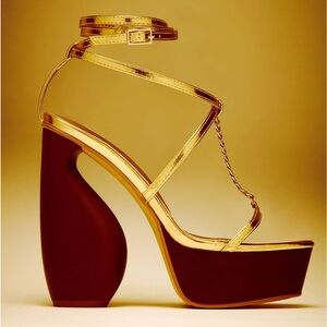 Gold Strappy heeled Sandals